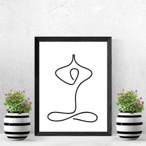 Quadro Decorativo Minimalista Yoga 45X34 C/Vidro - Preta