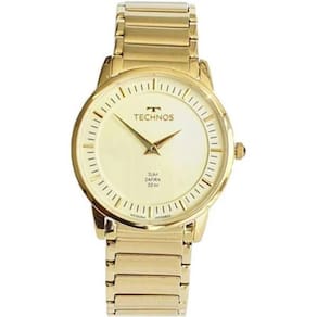 Relógio feminino technos gl22aa/1x classic slim dourado