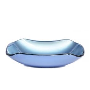 Cuba de vidro retangular abaulada 45cm azul