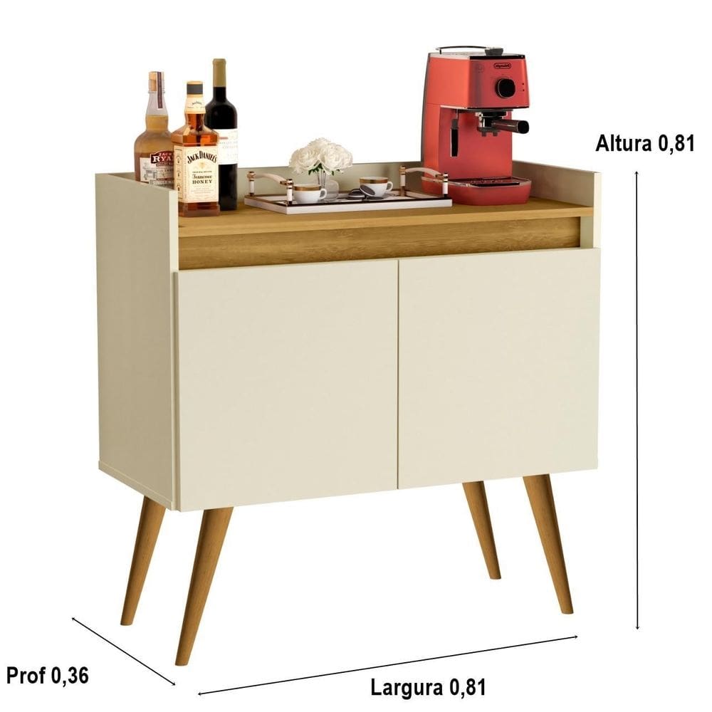 Aparador junior luxo 2 portas pés palito cor off white /
