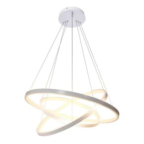 Lustre led moderno pendente anéis 3 arco aro prata