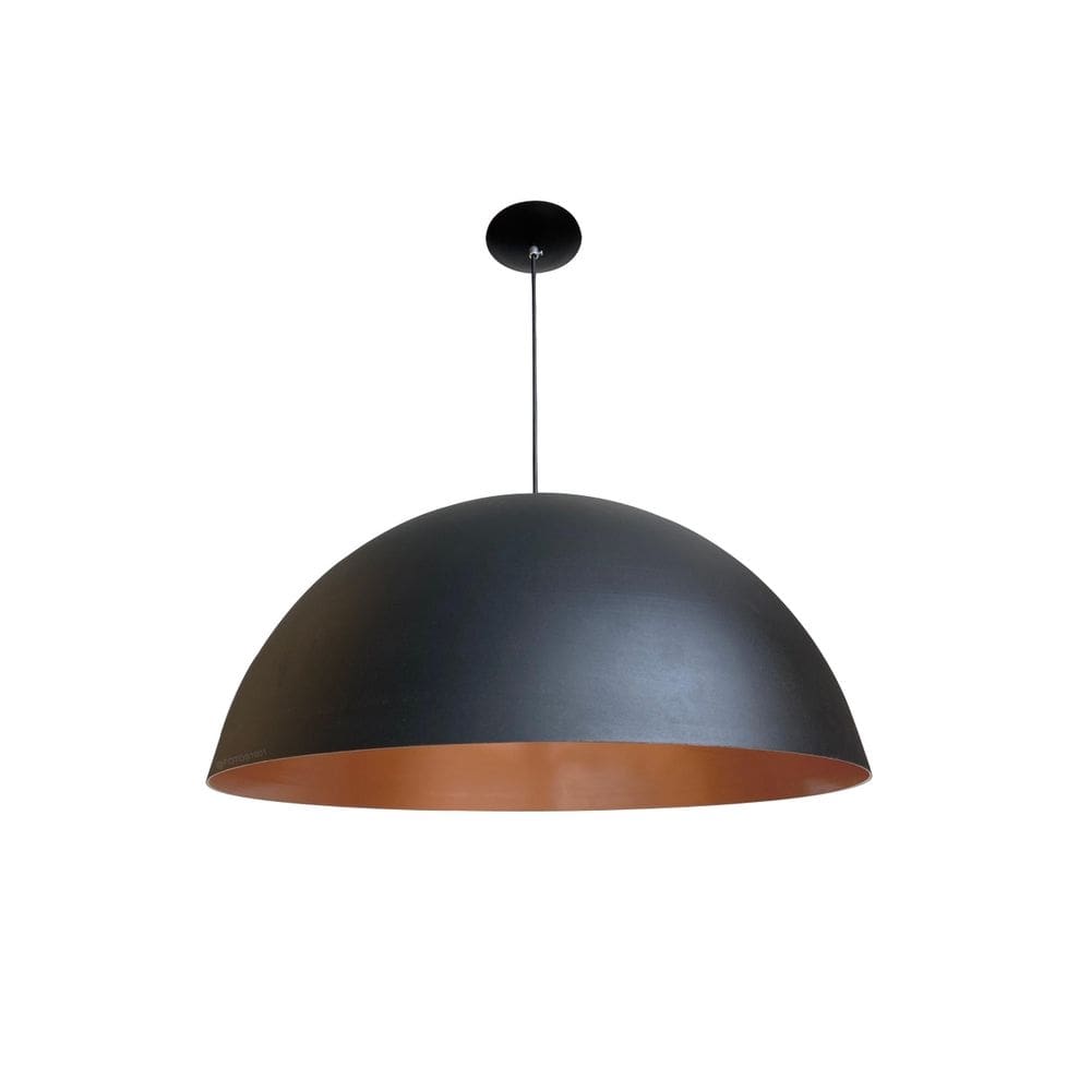 2x pendente onix poptem meia  60cm preto e cobre