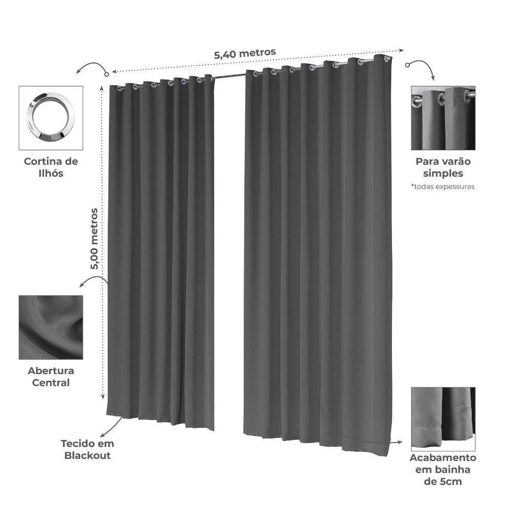 Cortina pé direito duplo 5,40x5,00m cinza