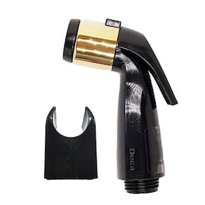 Ducha Manual Higiênica Preto Brilhante E Dourado Com Suporte - 4906003BLNODO