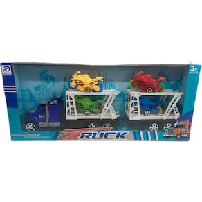 Caminhão Cegonha Miniatura com 4 Motos na Carreta 909-3B - Dorémi