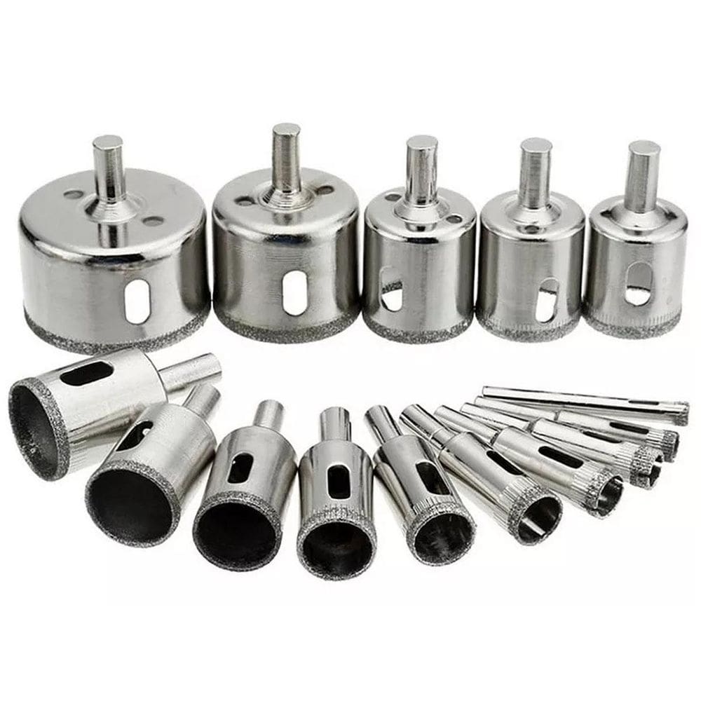 Jogo 15 brocas diamantadas serra copo vidro granito ceramica