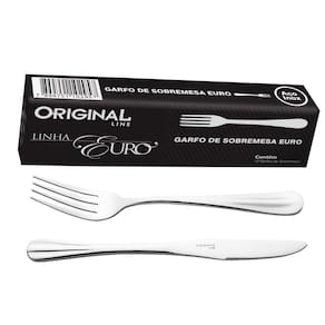 12 garfos e 12 facas sobremesa inox - talheres