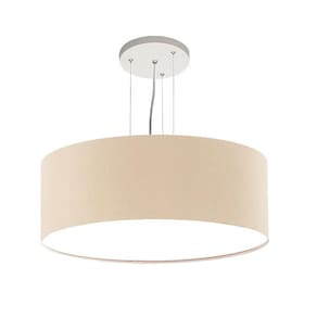 Lustre Pendente Redondo Cúpula Em Tecido Cru 40X15