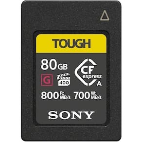 Cartão memória sony tough 80gb cfexpress type a pcie 3.0 de 800 mb/s cea-g80t