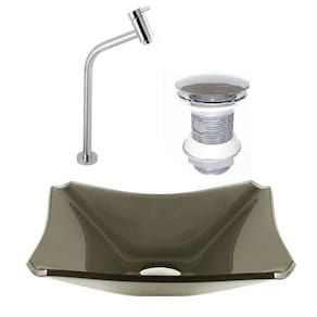 Cuba de vidro retangular 37cm ouro válvula torneira