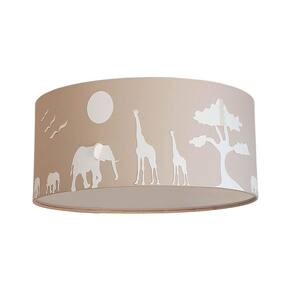 Luminária Plafon Safari Savana Cúpula Tecido Cáqui 30X15Cm