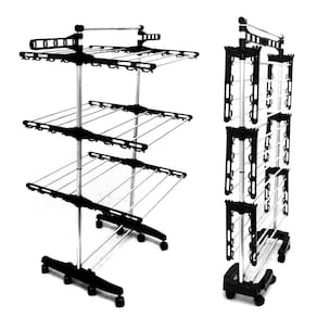 Varal de chão vertical 131x67 em alumínio retrátil 3 andares
