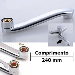 Bica Horizontal Longa Monocomando Cromado 24 Cm - JR6894307