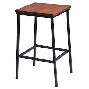 Banqueta Alta Chicago Industrial Daf Móveis Madeira Maciça 20mm Castanho Base Aço Carbono Preto