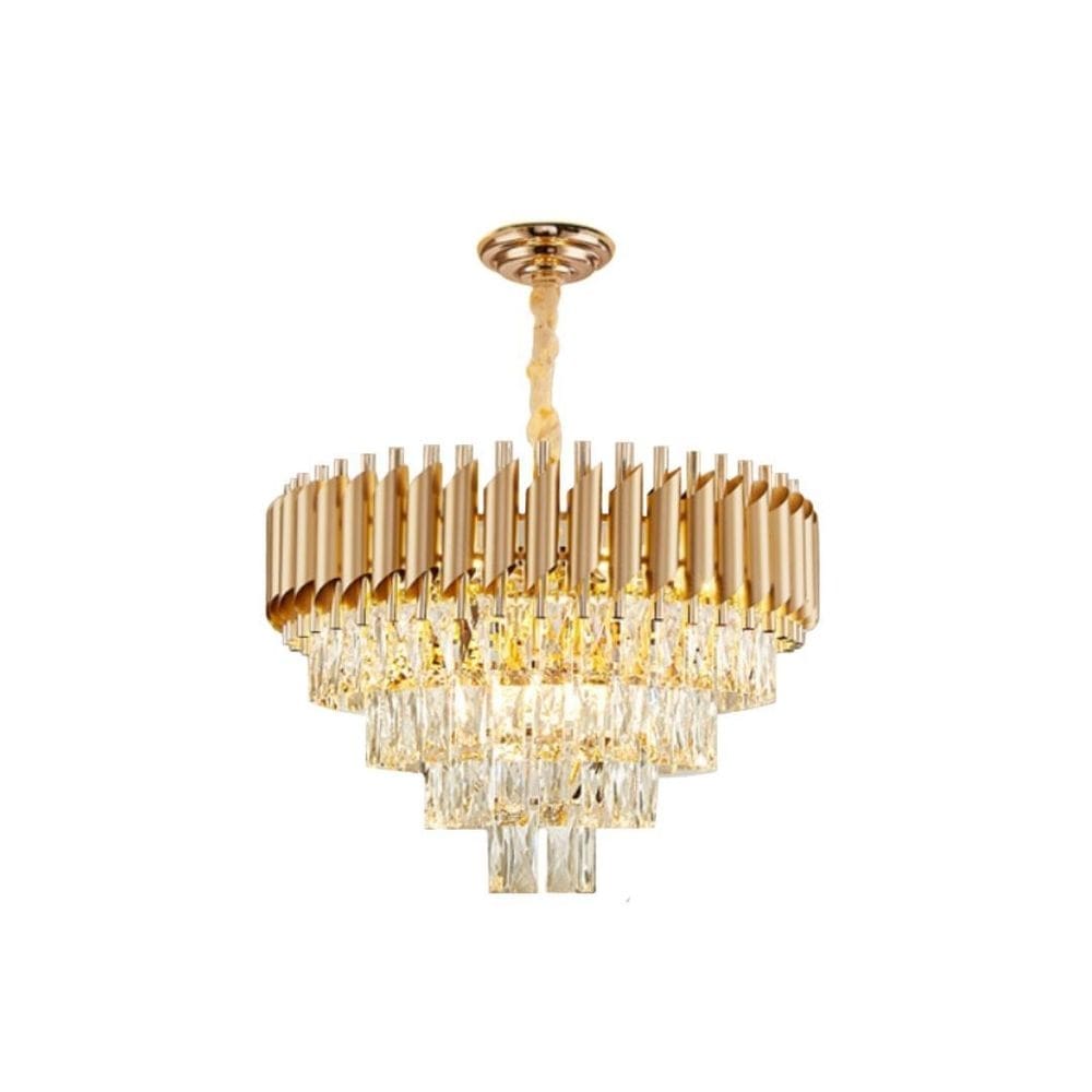 Lustre pendente de cristal dourado 50cm redondo