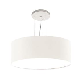 Lustre Pendente Redondo Cúpula Em Tecido Branco 40X15