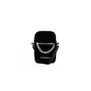 Mini Bag Feminina Rafitthy Preta Detalhe Corrente Dourado