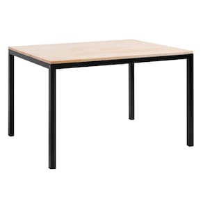 Mesa de Jantar Retangular Denver Industrial Daf Móveis 120 x 90 cm Madeira Maciça Natural Aço Preto
