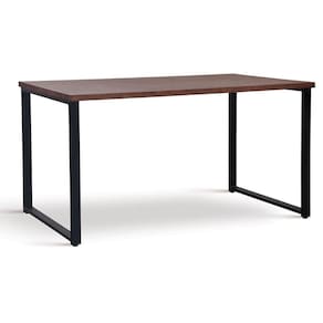 Mesa de Jantar Retangular Boston Industrial Daf Móveis 180 x 90 cm Madeira Maciça Castanho Aço Preto