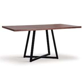 Mesa Jantar Retangular Orlando Industrial Daf Móveis 180 x 90 cm Madeira Maciça Castanho Aço Preto