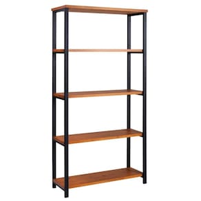 Estante Alta Dallas Industrial Daf Móveis 202 X 120 Cm Em Madeira Maciça Base Aço Carbono Preto