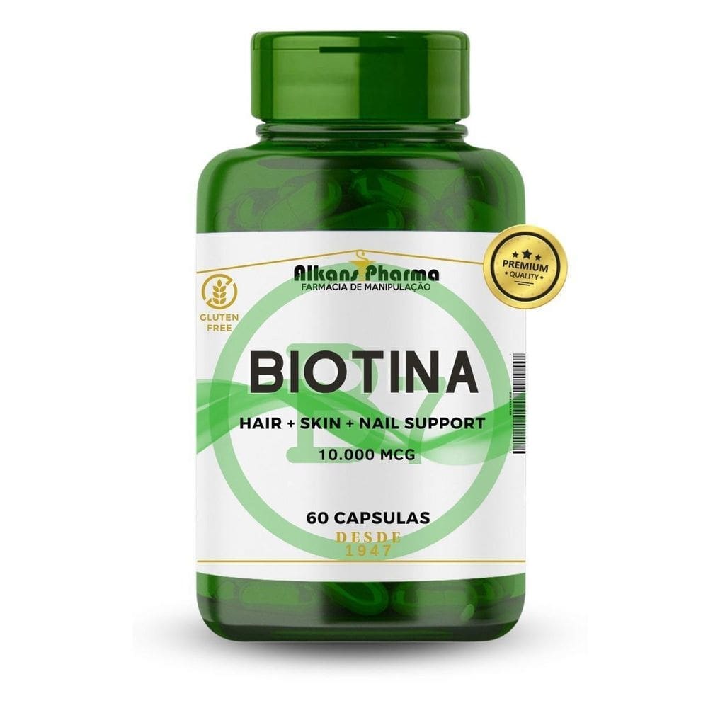 Biotina vitamina b7 10.000 mcg 60 cápsulas - 1 unidades