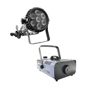 Kit 4 Par Led 7X12W 6In 1 Rgbwa+Uv E Maquina De Fumaça
