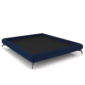 Cama Queen Base Box 158x198cm Pés de Ferro Cold P02 Veludo Azul - Mpozenato