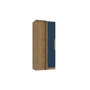 Guarda-Roupa de Canto Reto 1 Porta Kappesberg Adapt Nogueira/Azul Profundo 100cm