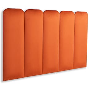 Cabeceira Solteiro Estofada Kit 5 Placas Arredondada - Veludo Terracota