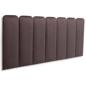 Cabeceira Casal Estofada Kit 7 Placas Arredondada - Suede Cinza Escuro