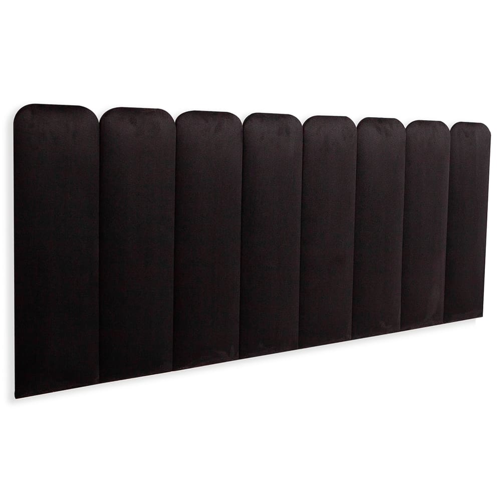 Cabeceira King Estofada Kit 10 Placas Arredondada - Suede Preto