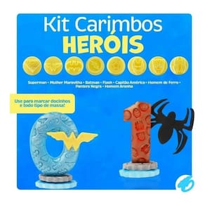 Kit Carimbos Heróis Blue Star 9 Peças