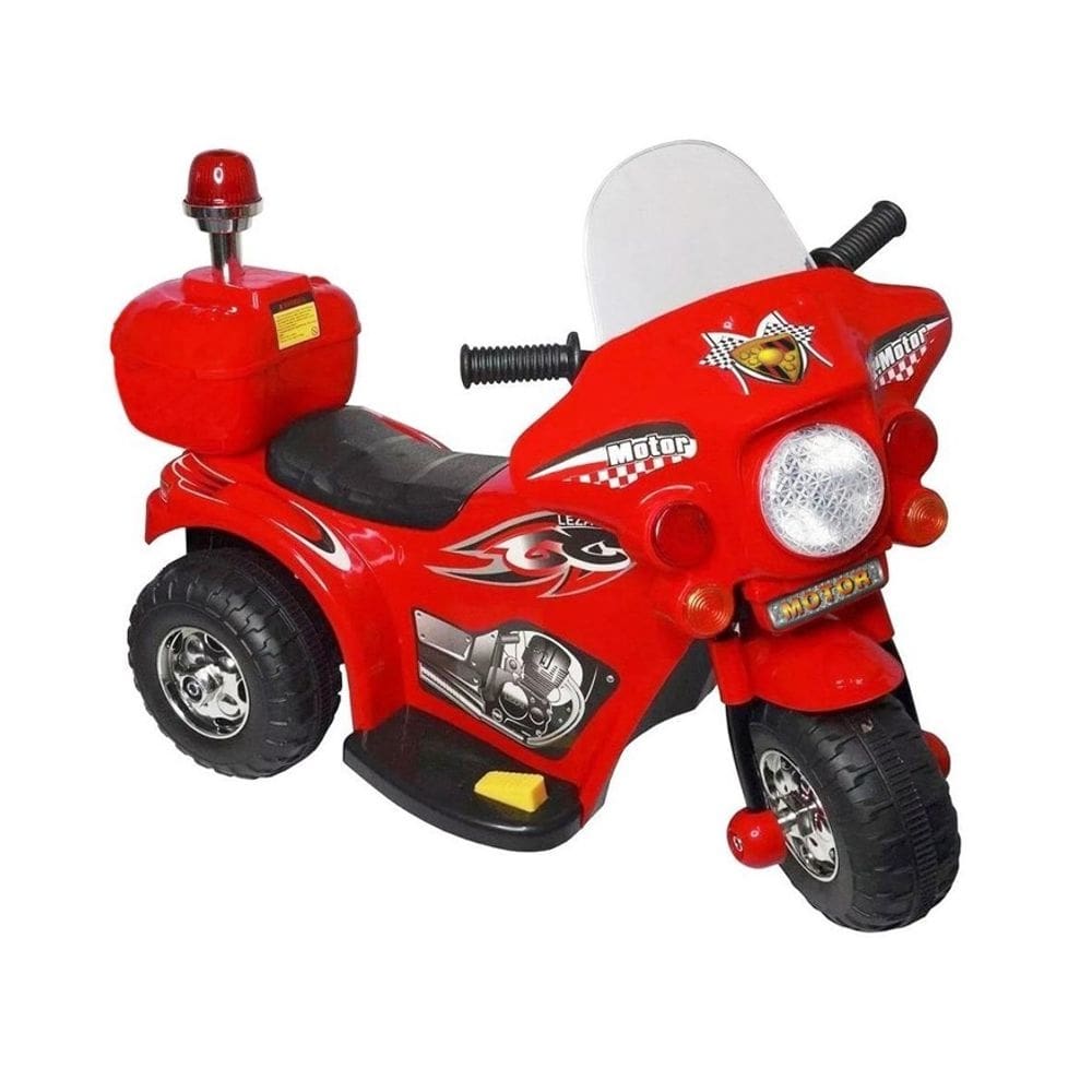 Mini Moto Vermelha Elétrica Com Bau Policial 6v - Shiny Toys