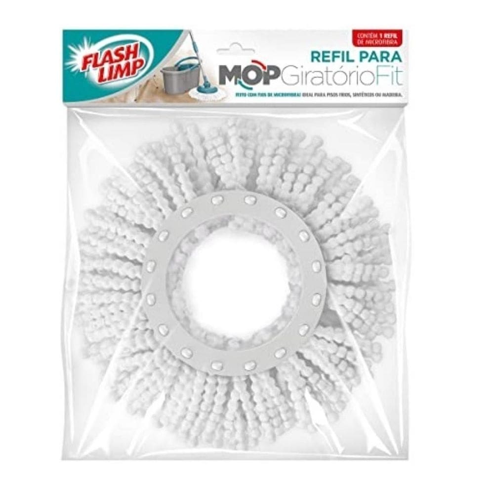 Kit 3 refil mop flashlimp microfibra giratório rodo mágico
