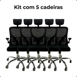Kit Com 5 Cadeiras De Escritório Presidente Mesh Elegance