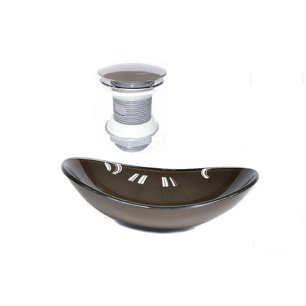 Cuba de vidro oval 47cm marrom + válvula click