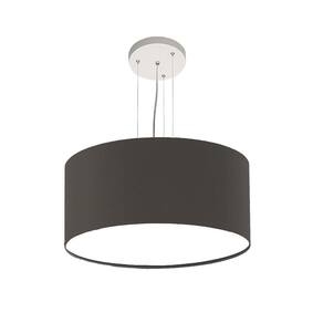 Lustre Pendente Redondo Cúpula Em Tecido Preto 30X15
