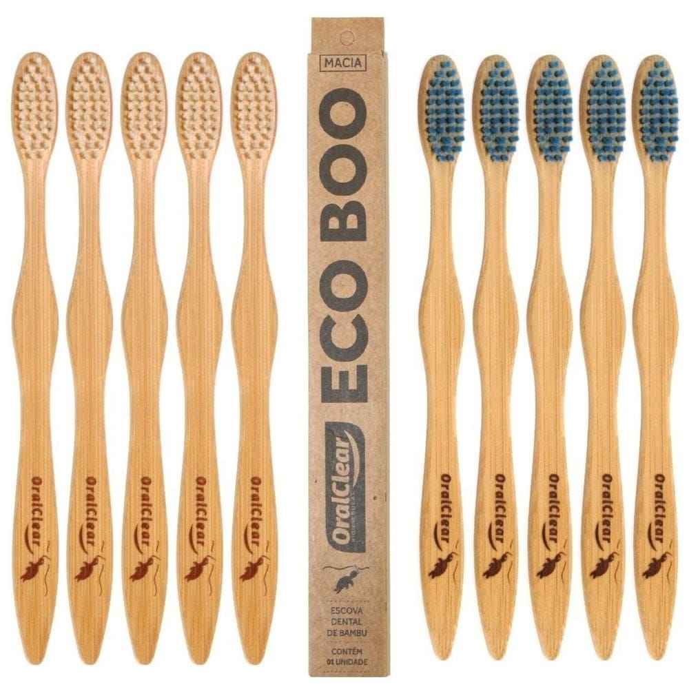 Escova dental de bambu ecológica 10un nacional