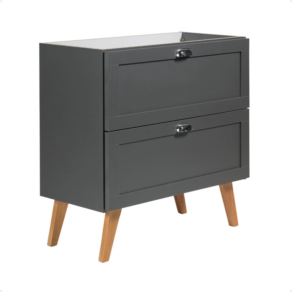 Gabinete para Banheiro 80cm Retro Mdf Grafite Milano - On Móveis