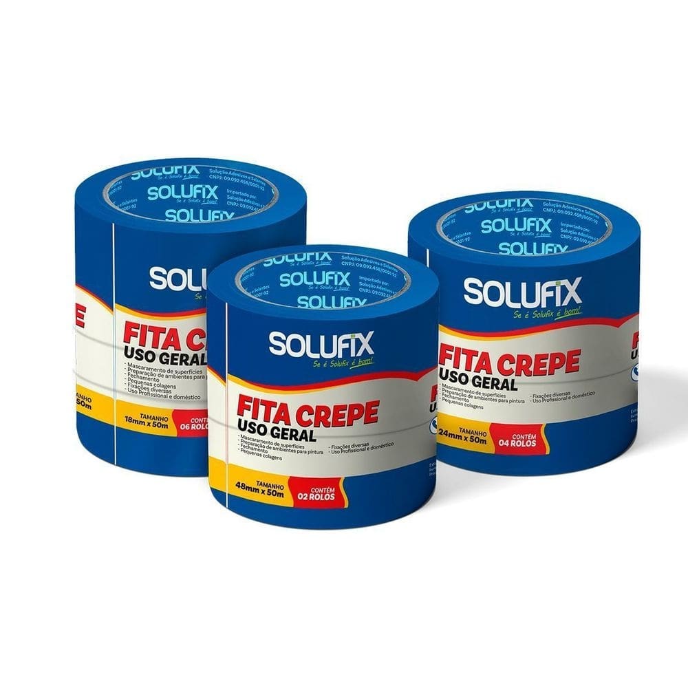 Fita Crepe Solufix Uso Geral 18mm x 50m