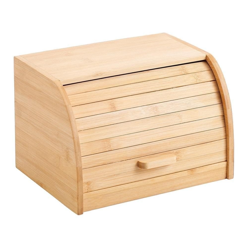 Porta Pão De Bambu Crumb Tampa Retrátil Armazenamento Pães