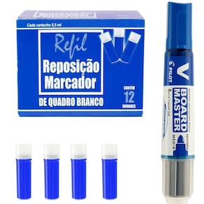 Pincel marcador de quadro branco pilot + 12 recargas