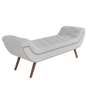 Puff Recamier Calçadeira 195cm Pés Palito Madeira Venêto P02 Bouclé Branco - Mpozenato