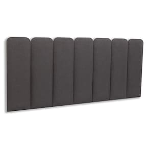 Cabeceira Casal Estofada Kit 7 Placas Arredondada - Linho CInza Escuro