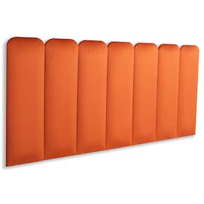 Cabeceira Casal Estofada Kit 7 Placas Arredondada - Veludo Terracota
