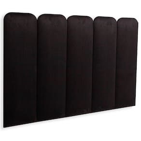 Cabeceira Solteiro Estofada Kit 5 Placas Arredondada - Suede Preto