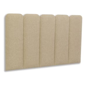 Cabeceira Solteiro Estofada Kit 5 Placas Arredondada - Linho Bege