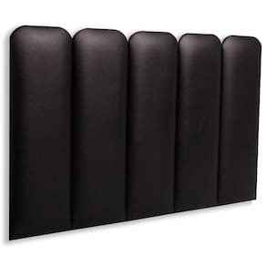 Cabeceira Solteiro Estofada Kit 5 Placas Arredondada - Courino Preto