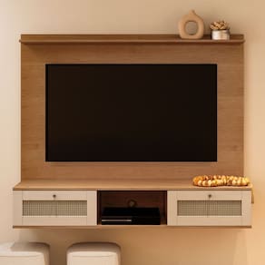 Painel para TV Até 72 Polegadas Decor 2 Portas Cinamomo/Off White - Artely Móveis